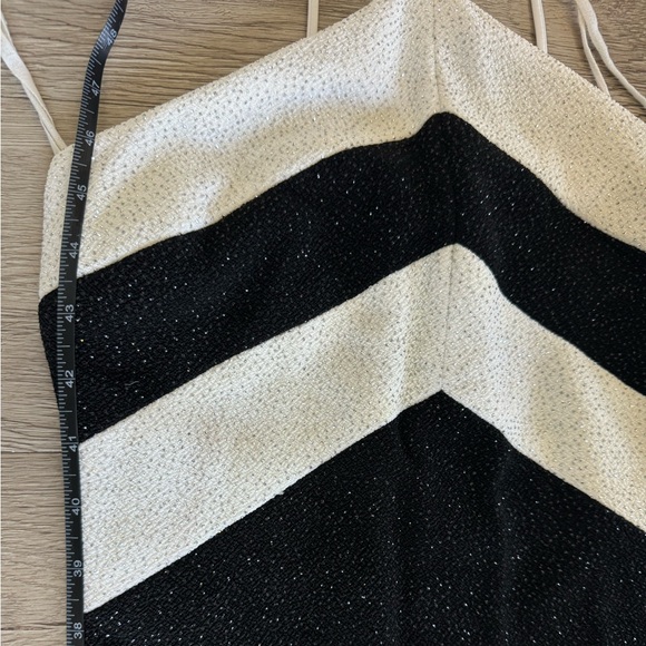 Vintage 90s Cache Halter Sparkle Black & White Formal Dress - Picture 15 of 16